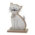 Dřevěná kočka 10cm - bílá, 12/144